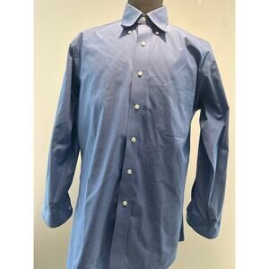 Strafford Button Down Dress Shirt Wrinkle Free Blue Size 16.5 34 JL